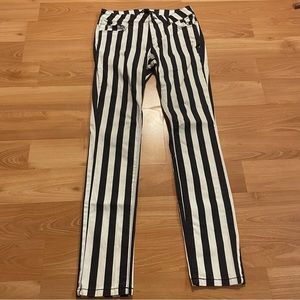 Forever 21 black and white striped beetle juice circus pants